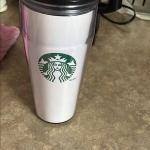 Starbucks White Tumbler with Green Logo